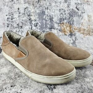 OluKai Pehuea Heu Loafer Womens 11 Leather Slip On Sheep Fur Lined Casual Shoes